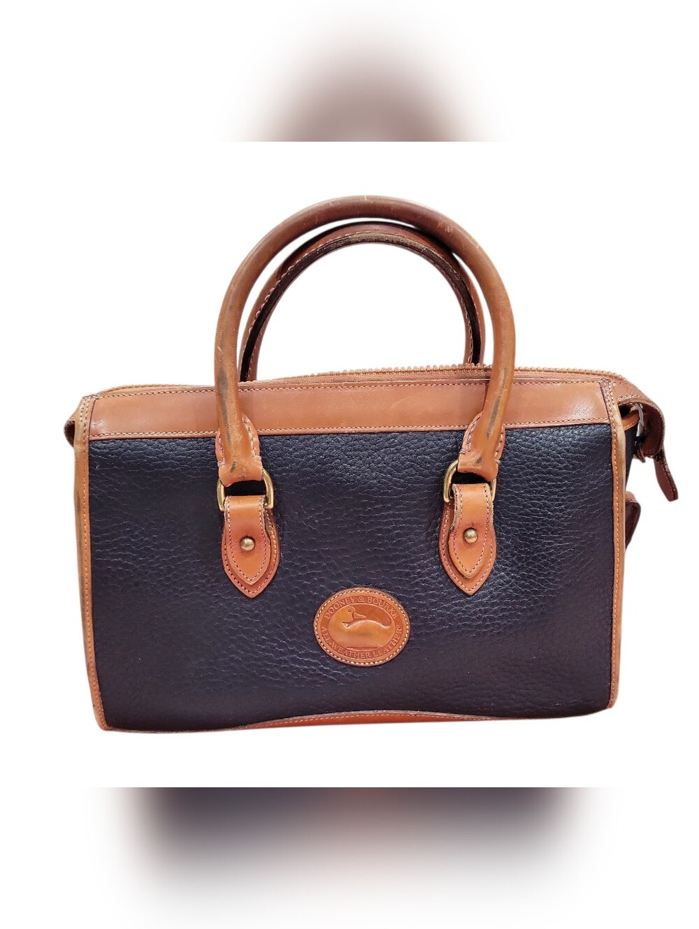 Dooney & Bourke Structured Two-Tone Leather Satchel - Black and Brown